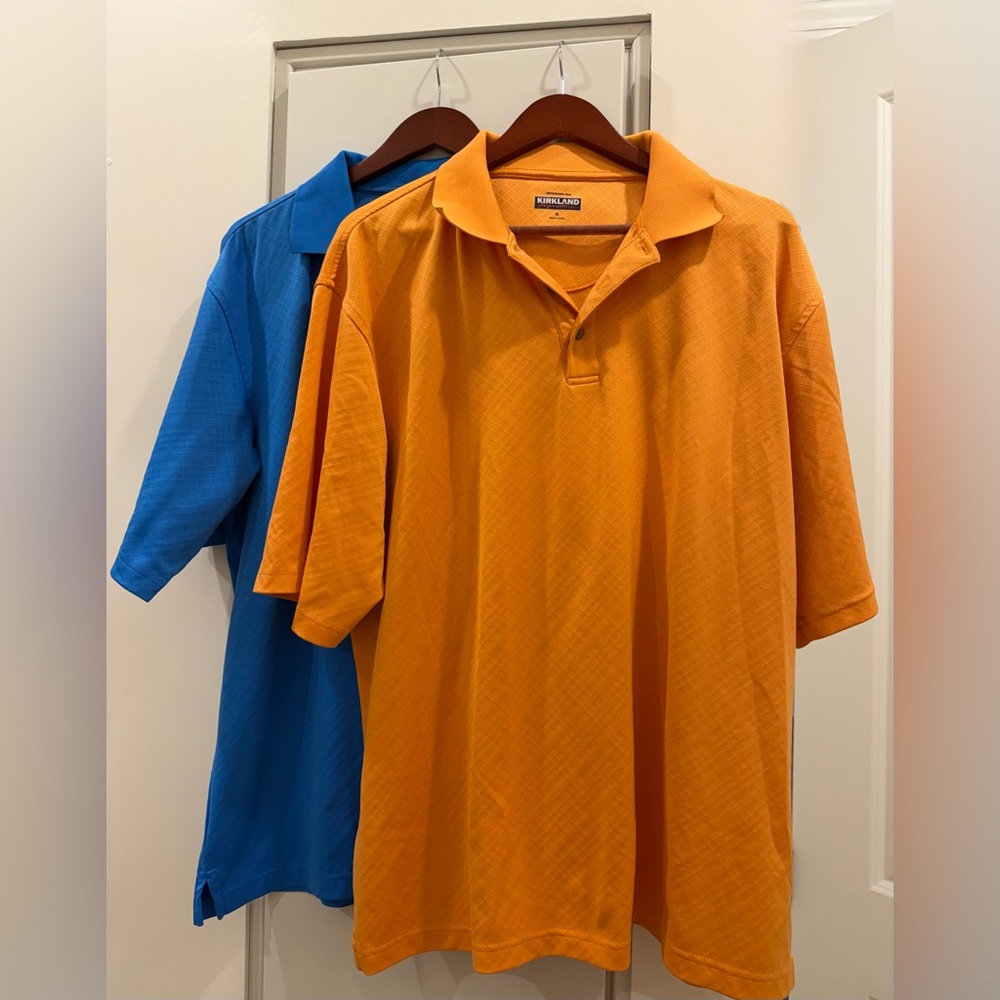 Bundle Kirkland Signature Men's Orange & Blue Polo Shirts XL